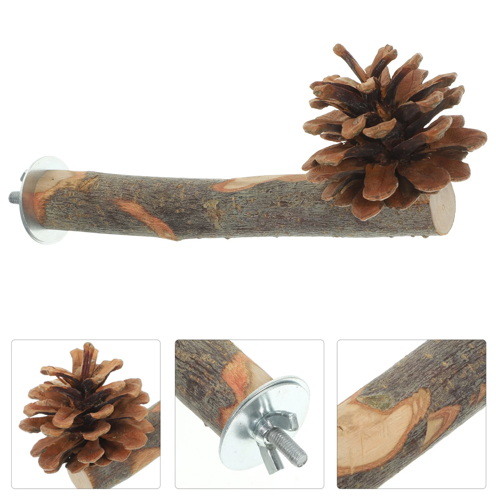 

Pine Cone Parrot Stand Bird Standing Rod Perch Toy Cockatiel Toys Perches Cages Wood Cockatiels Puzzle