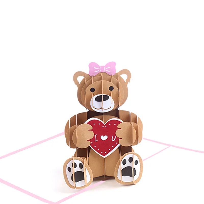 

1 шт. медведь 3D лазерная резка поздравительные открытки печать ручной работы дизайн дня рождения пожелания товары для вечерние