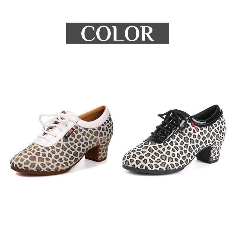 DKZSYIM Women Latin Dance Shoes Modern Tango Jazz Shoes Outdoor Leopard print Dance Shoes Woman Dance Sneaker SIZE34-41