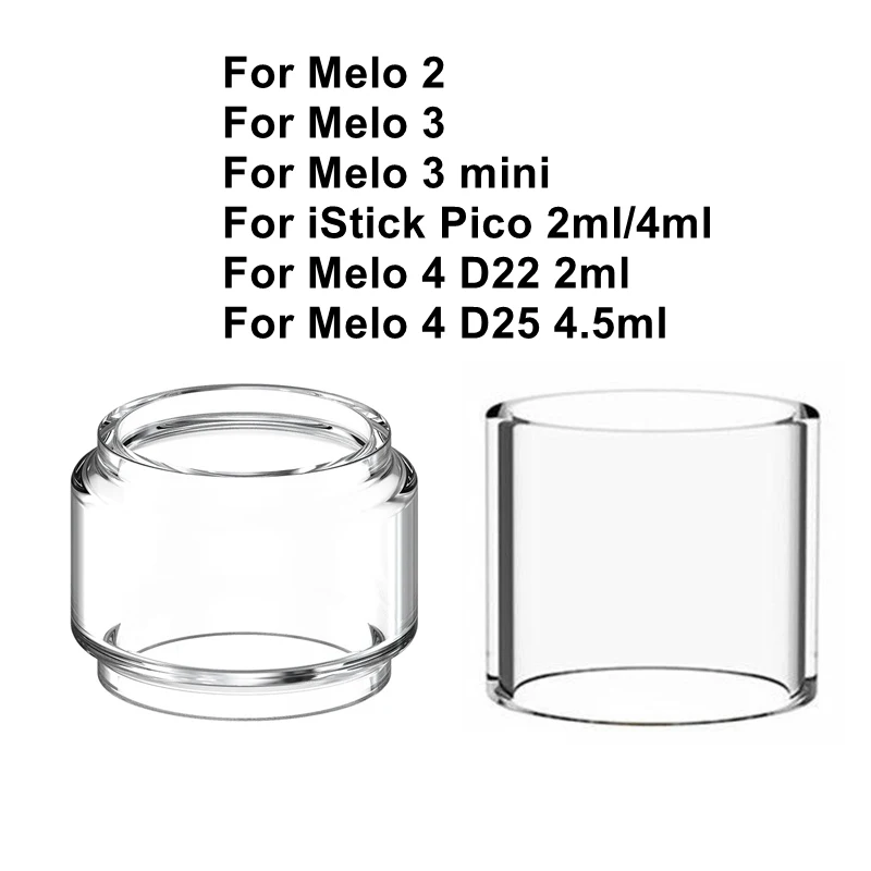 

1-5pcs Glass Tube For Eleaf Melo 2 / Melo 3 Istick Pico Mini/ Melo 4 D22(22mm) D25(25mm) 2ml 4.5ml Ikuun i80 80W kit