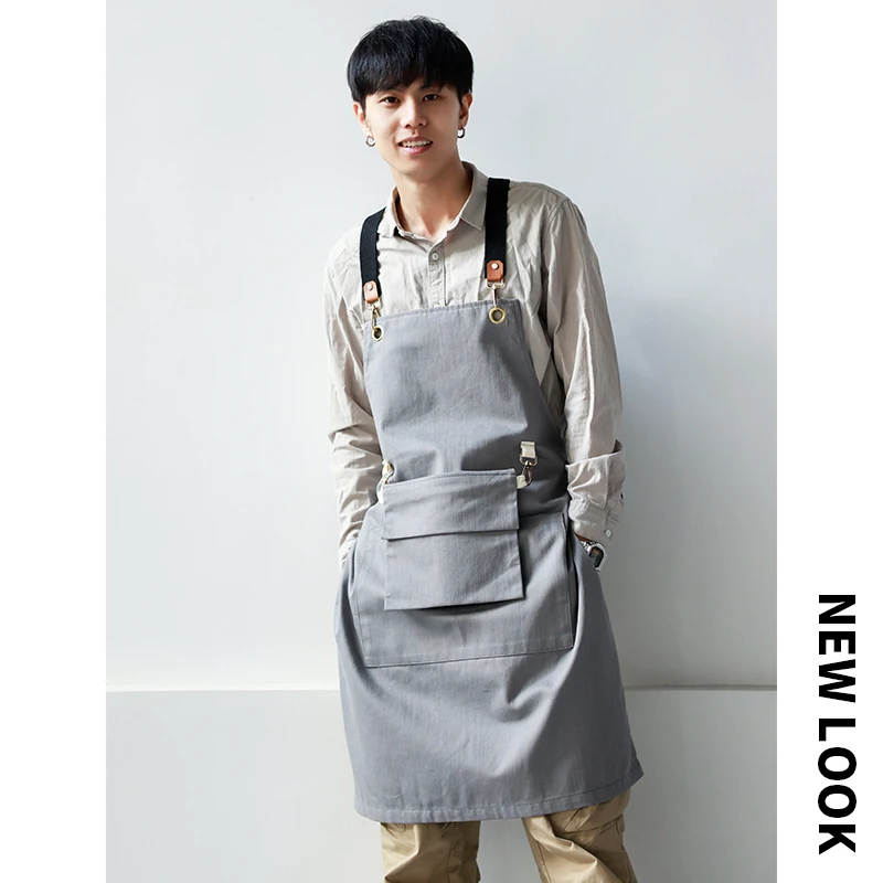 

Customized Kitchen Uniform Logo Printed by Female Roaster Barista SpecialDdenim Apron for men's Catering in Chinese Restaurant
