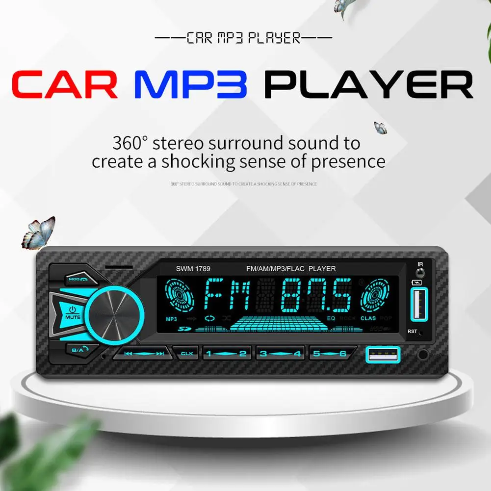 

Car Bluetooth MP3 Player Fm Transmiter 12V Plug-in Card U Disk Car Radio Support App Connection AUX Audio Player for Swm1789