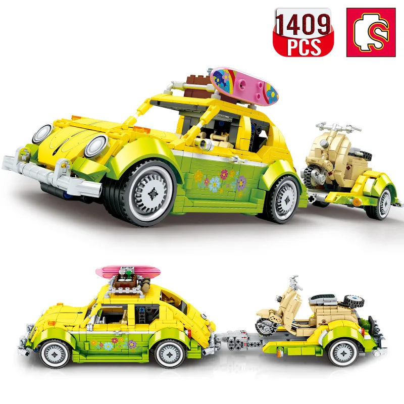 

Technical Legp Ideas DIY Tourist Picnic Car Technik Building Block Trailer Set Brick MOC Educational Assembly Toys for Kids