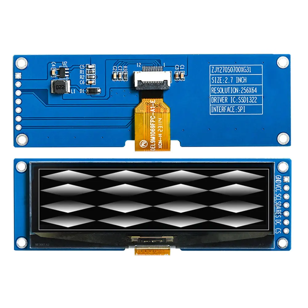 

2.7 Inch OLED Monochrome LCD Display Module 256*64 Supports SPI 7Pin SSD1322 DC 3.3V With Pins Soldered / No Pins