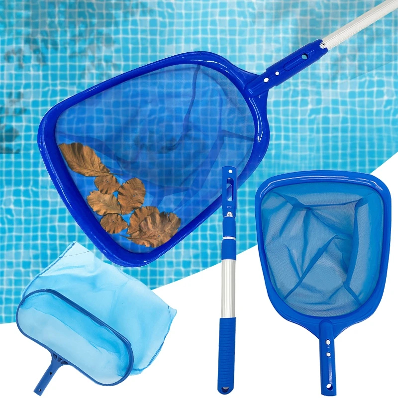 

Swimming Pool Skimmer Deep Leaf Cleaning Salvage Mesh Rake Plastic Pool Fish Net Telescopic Rod Professional Pool Accessories