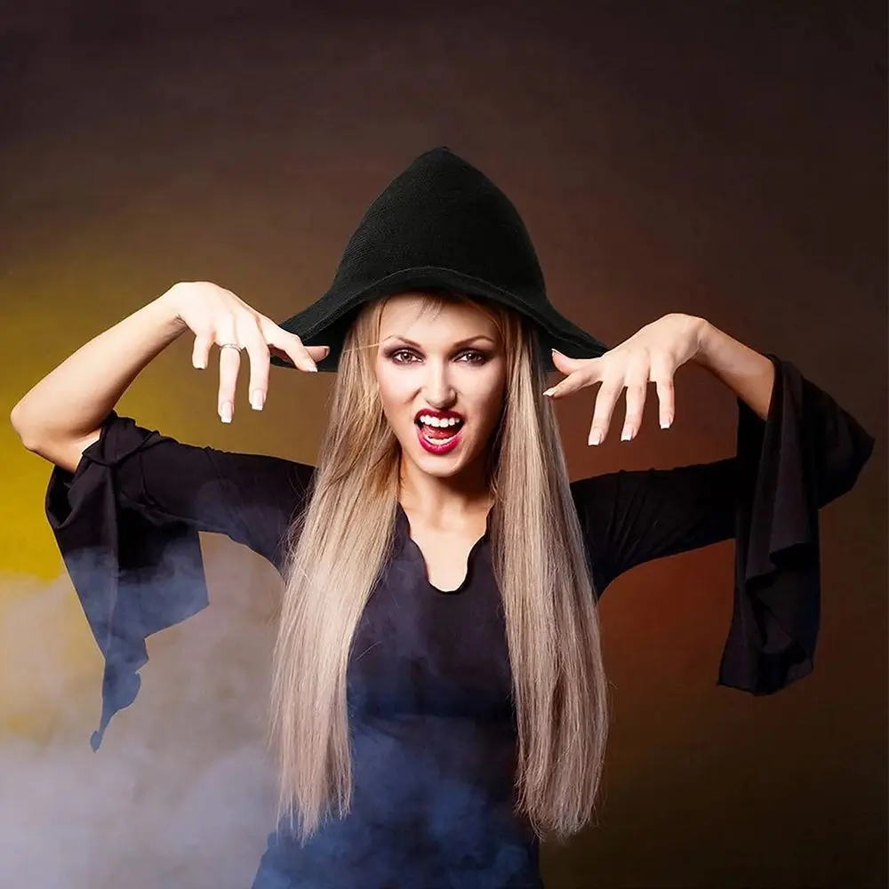 Женская Современная Складная Высококачественная шляпа ведьмы из овечьей шерсти