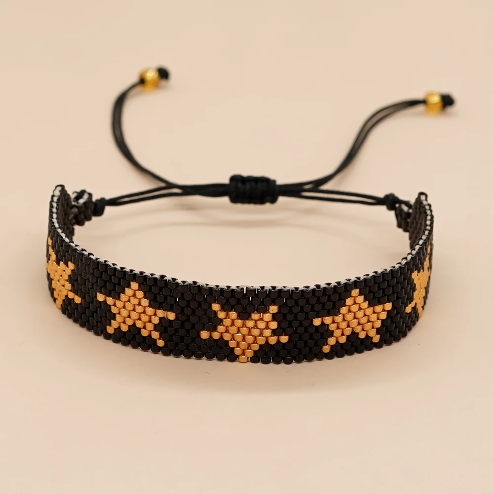

YASTYT Miyuki Bracelets Pulsera Jewelry Handmade Loom Jewellery Beads Bracelet Bangles Black Golden Bead Star Bracelet