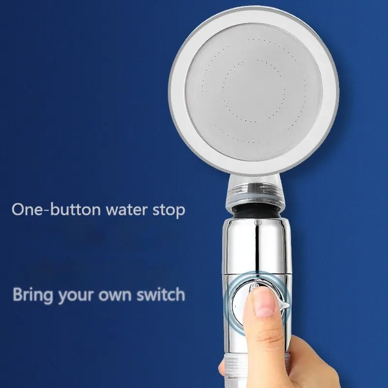 

Turbo Propeller Shower Head With Filter Water Saving Flow 360 Degrees High Preassure Showerhead Rainfall With Fan