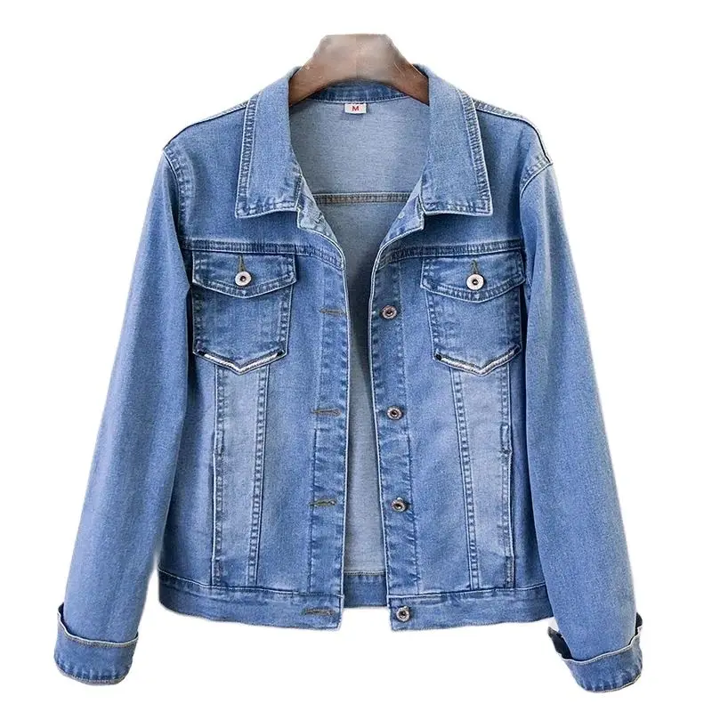 

Женские короткие эластичные хлопковые джинсовые куртки, повседневные топы для девочек на весну и осень 2022, верхняя одежда для студентов, ун...