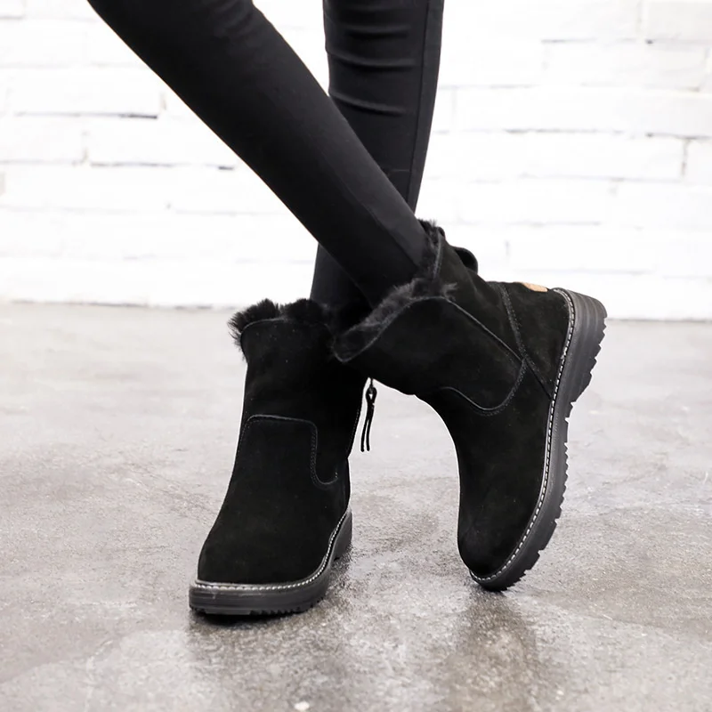 Ankle Snow Boots Women 2021 Winter Warm Fashion Designer Platform Boots Gladiator Non-slip Short Plush Flats Suede Shoes Mujer