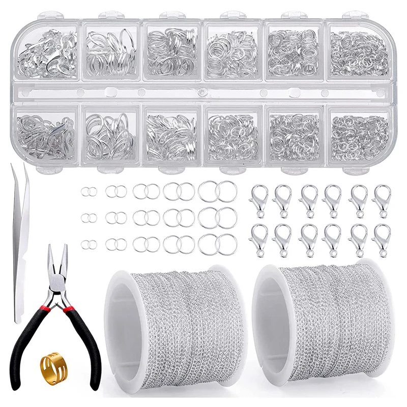 

65 Feet Jewelry Making Chains, 2 Mm Jewelry Necklace Chain Roll With Jump Rings, Lobster Clasps,For Necklace, Bracelet