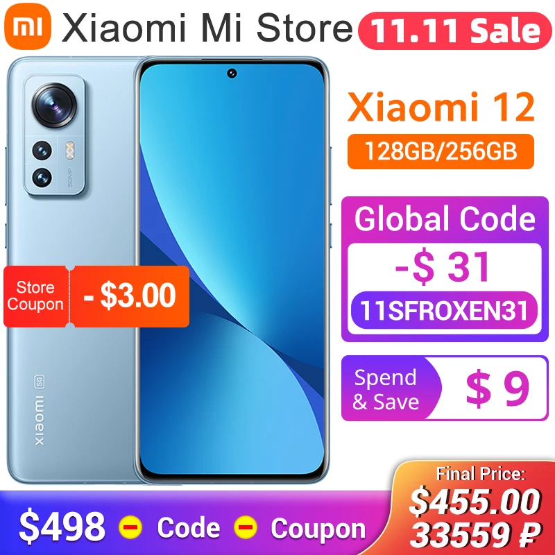 Ceny Wersja Globalna Xiaomi 12 Smartphone 128GB/256GB NFC Snapdragon®8 Gen 1 Octa Core 120Hz Odświeżania 67W ładowania 50MP Kamera WIFI 6