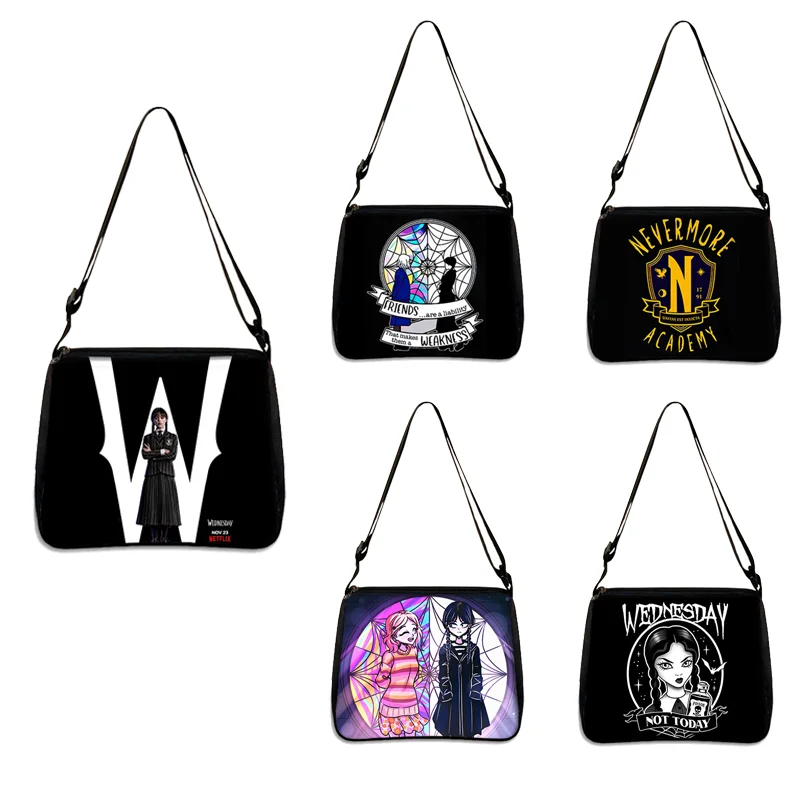 Wednesday Addams and Enid shoulder bag Nevermore Academy Fashion Handbag Ladies Shopping Bag Gothic Girls Totes Beach Travel