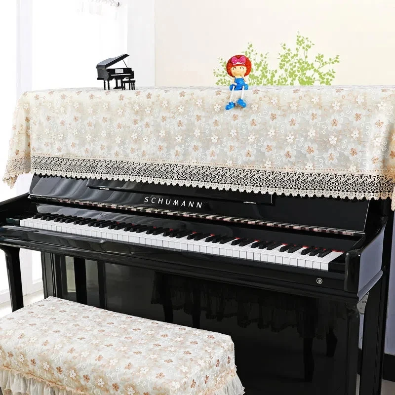 

Кружевной чехол из органзы в пасторальном стиле для пианино, половинчатый чехол, декоративный чехол с цветочным рисунком