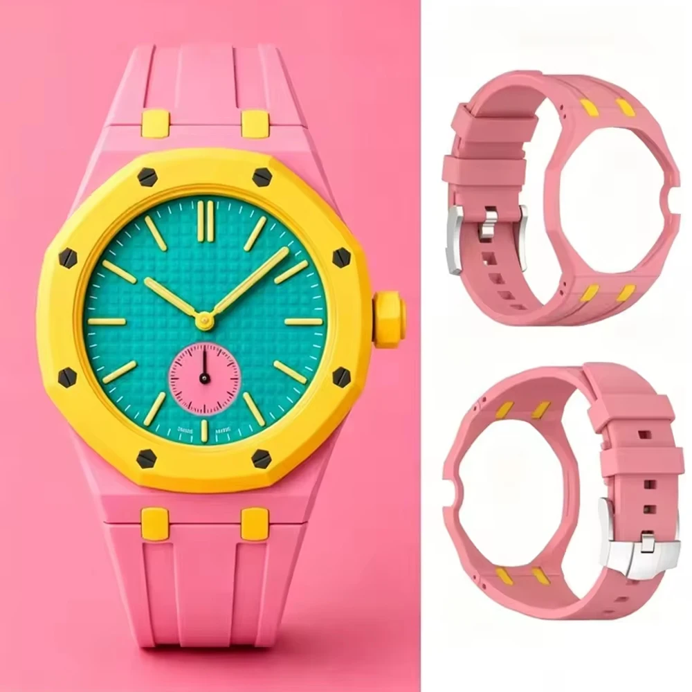 Фото Чехол для ПК 2-в-1 и силиконовый ремешок для Swatch x AP Royal Pop Pocket Watch, сменный ремешок для наручных часов, аксессуары для ремешков №4