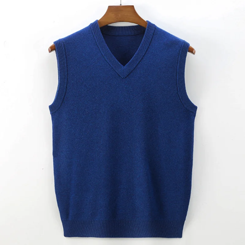 Свитер мужской с v-образным вырезом красный/черный из 100 шерсти