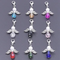 9pcs mixed cute diy handmade dancing angel wings charm pendants jewelry making craft keychainbag for kids gifts accessories