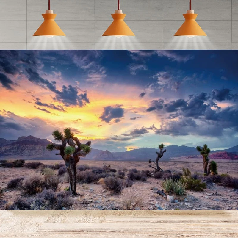 Фон для фотосъемки Сумерки Гоби пустыня Гора Живописный фон Западный закат небо