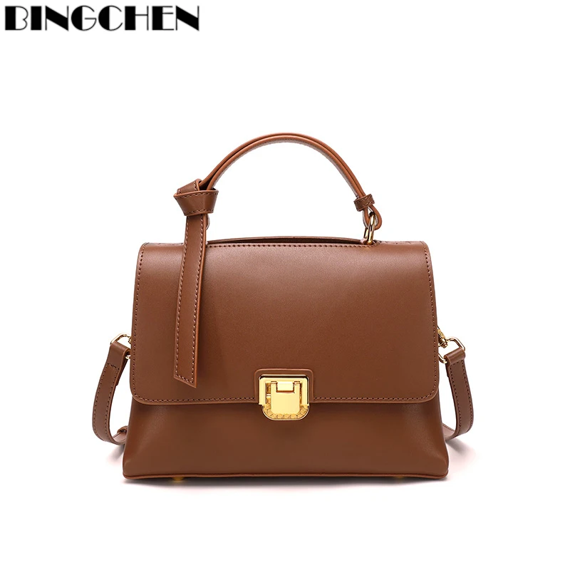 BINGCHEN Luxury Design Hand Bag Women 's Shoulder Bag Shoulder & Handbags Large Capacity Cow Leather Genuine Leather Solid Color