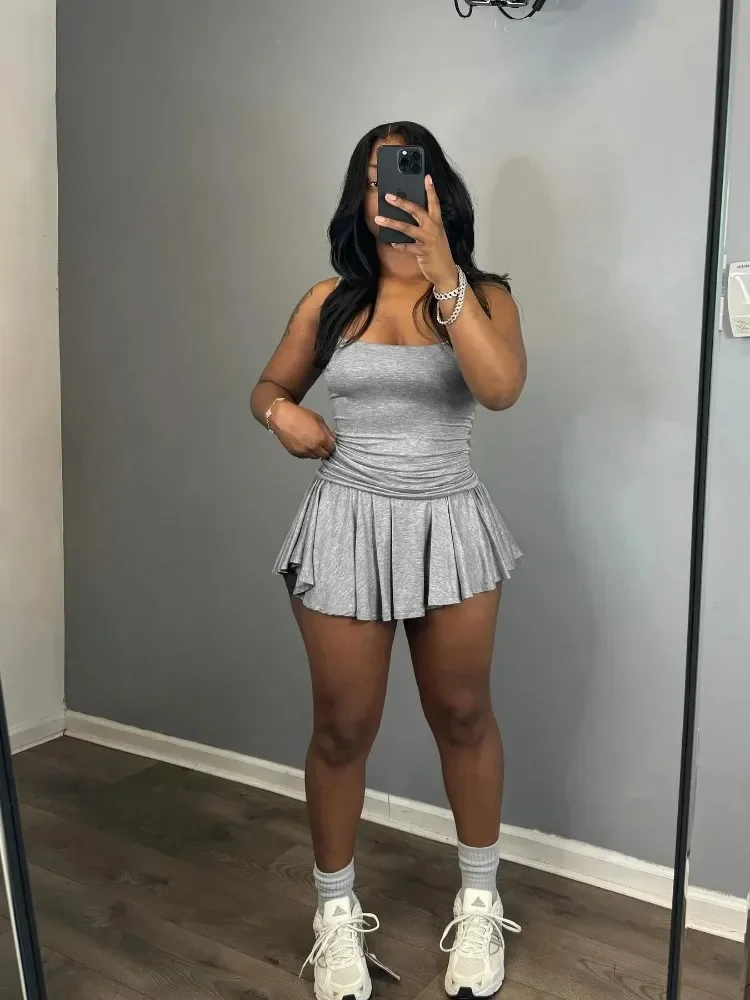 Laxsesu женские плиссированные юбки + топ на бретелях два комплекта из 2 предметов