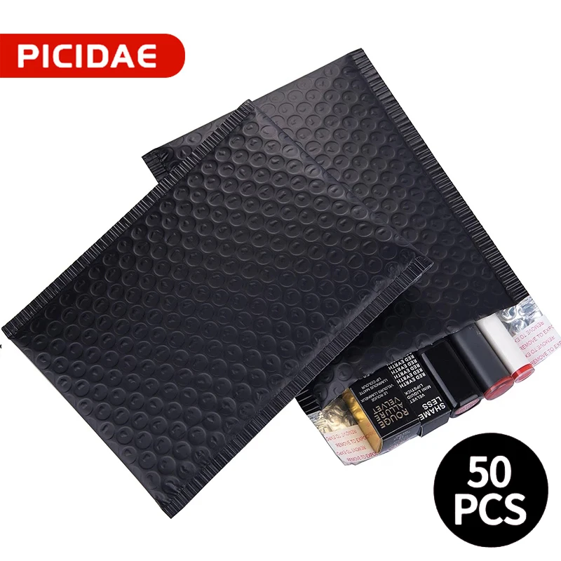 

Bubble Mailers Padded Envelopes Packaging Bags Black Business PE Waterproof Mailer Shipping Poly Ziplock Buffer Foam Bag 50PCS