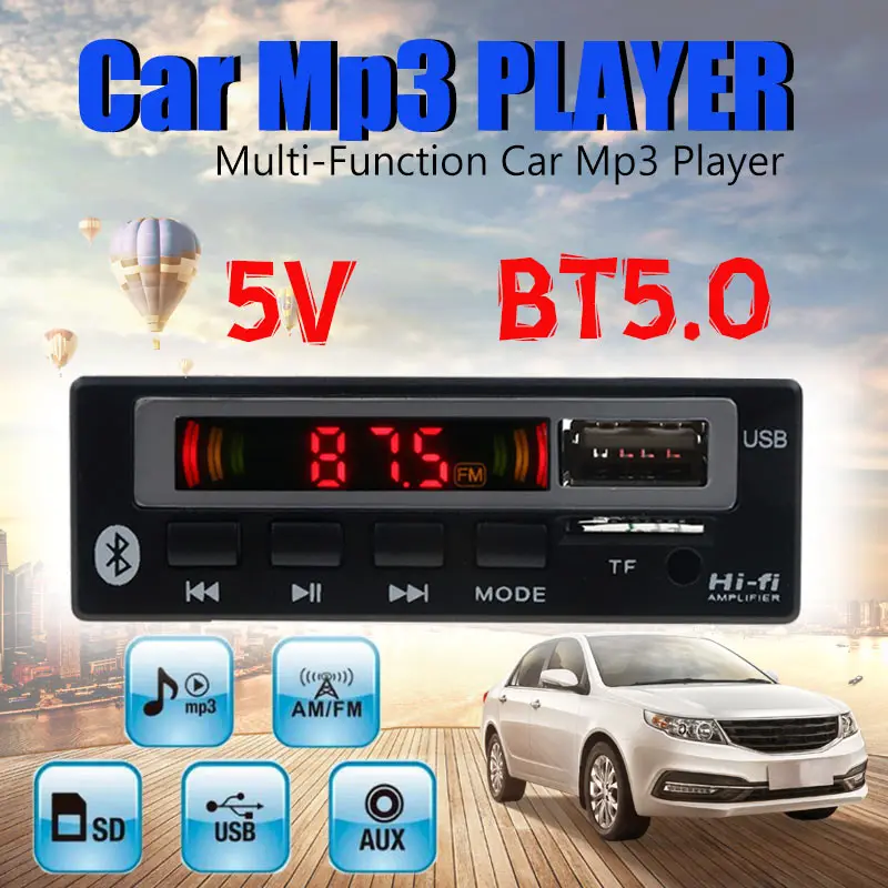 

Car Mp3 Player Decoder Board Module Bluetooth 5.0 FM Radio Wireless Receiver 1 Din Music Speaker Car Kit USB AUX TF 5V / 12V