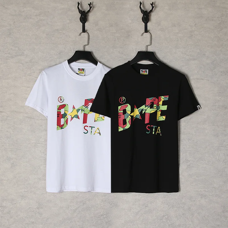 

100%cotton Japanese Fashion Brand Bape Ape Man Printed Men's and Women's Cotton Short Sleeved T-shirts