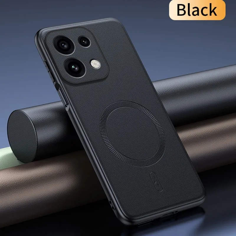 Фото Чехол для OPPO Reno 16 Pro, магнитный кожаный защитный чехол для OPPO Reno 16 Pro, противоскользящий, с защитой от отпечатков пальцев, из ПК+ТПУ №1