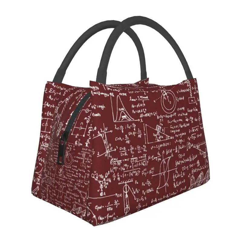 

Physics Equations Burgundy Insulated Lunch Bag for Women Math Science Teacher Gift Thermal Cooler Lunch Box Work Picnic