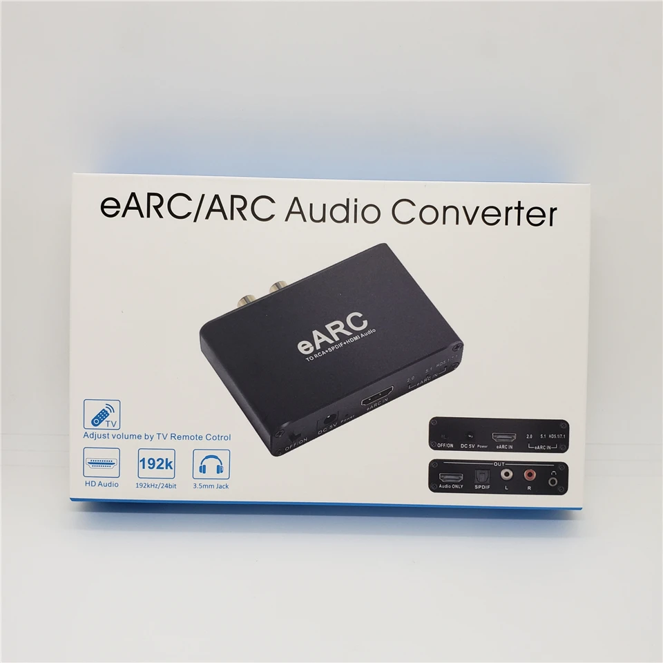 HDMI EARC ARC Audio Extractor 192 кГц EARC в RCA аудиоконвертер цифро-аналоговый адаптер для DTS Dolby Atoms AC3 LPCM Fiber (art.: 3920d384cd6d3) - 3920d384cd6d3