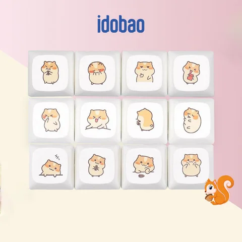 Idobao 4/12 шт. XDA Белые Новые колпачки для ключей, дополнительные колпачки для милых хомяков с узором Kawaii колпачки для клавиш колпачки для MX переключатели