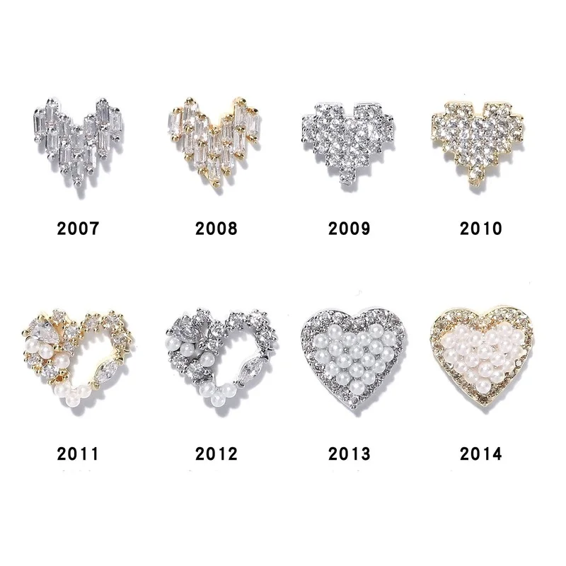 

1pc Super Glitter Full of Diamonds Love Beads Pearls Heart Zicon Alloy Nail Art Rhinestones Jewelry Manicure Ornaments Charms