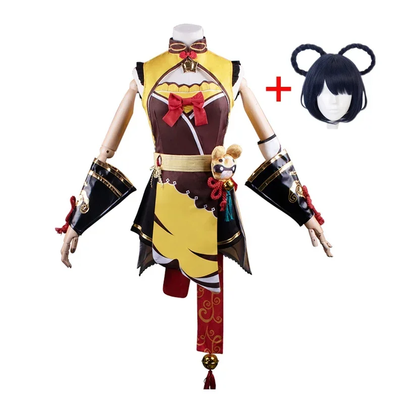 Genshin Impact Halloween Women's Costume Liyue Xiang Ling Full Cosplay Comic Show Including Badge Belt Gloves