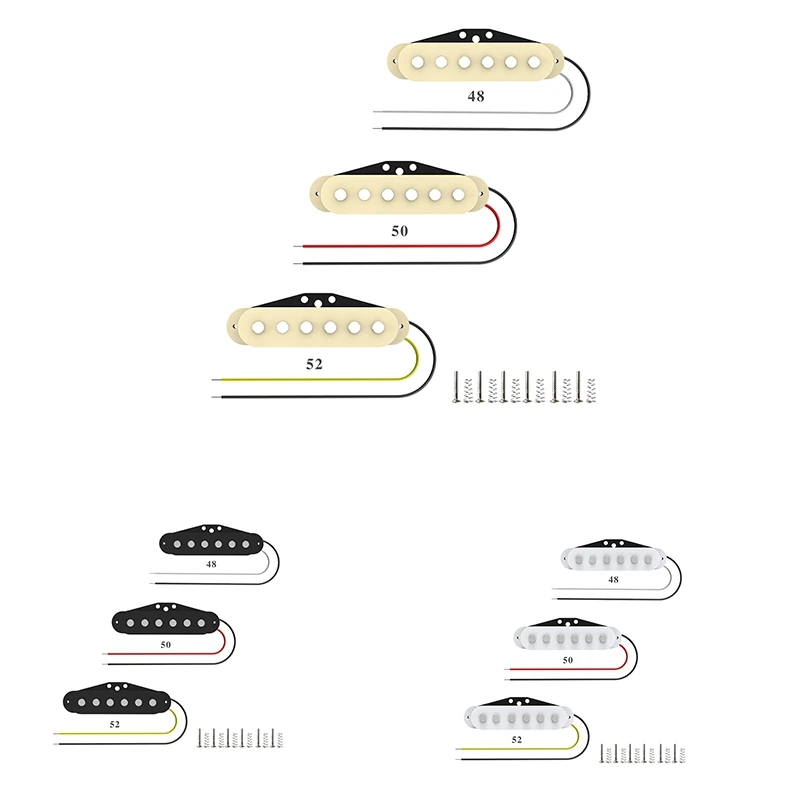 Набор из 3 шт. одиночных катушек звукоснимателя SSS Для ST гитары плоский полюс 5 мм |