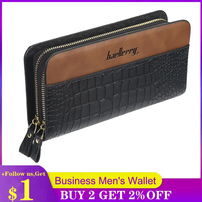 Мужской деловой кожаный Длинный кошелек с карманом для телефона Большая