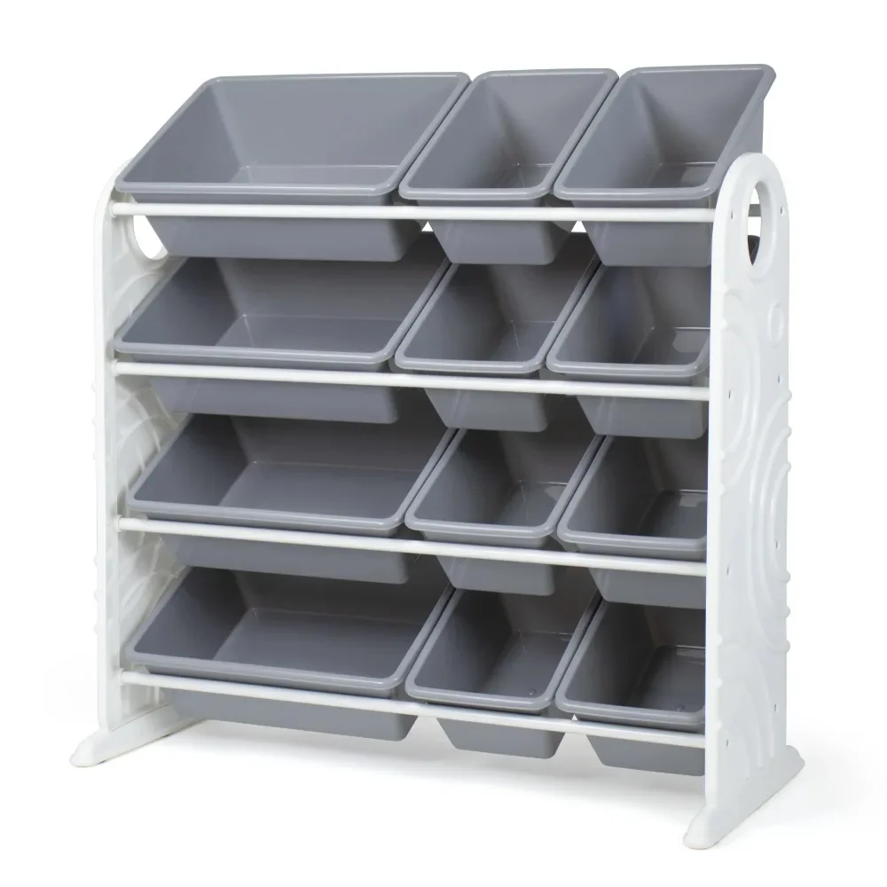 

Your Zone Children Plastic and Metal Toy Storage Racks with 12 Storage Bins, Kids Toy Storage, Multiple Color Options