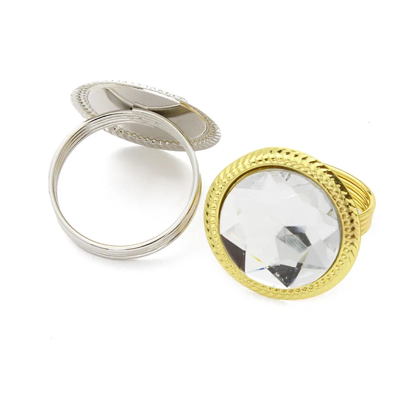 

6PCS/metal imitation crystal diamond napkin ring gold and silver napkin holder table top decoration for western food gathering