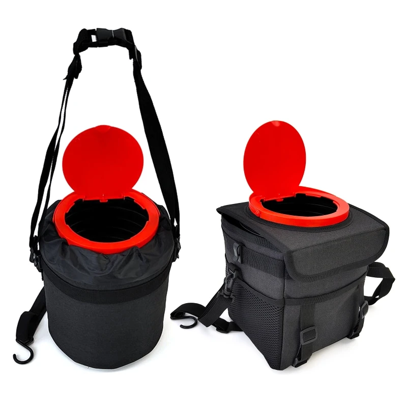 

Automobile Trash Bin Multifunctional Litter Garbage Box Organizer Foldable Rubbish Case Adjustable Elastic Band Strap