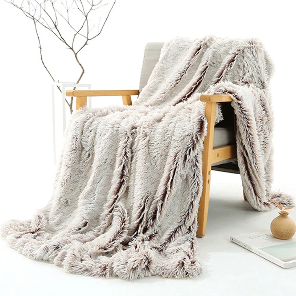 Ворсистое мягкое пушистое одеяло однотонное плюшевое покрывало с градиентом