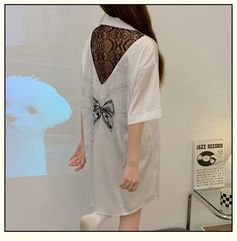 Черная кружевная женская ночная рубашка в стиле пэчворк летняя Ночная сорочка