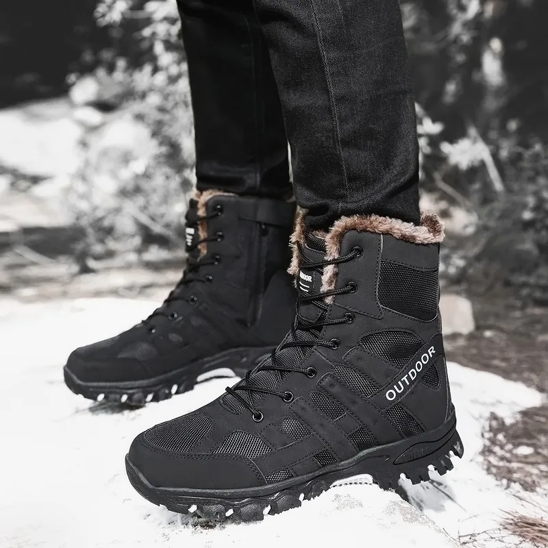 Winter Men Shoes Special Forces Outdoor Field Military Combat Boots Warm Plush Zipper Anti Slip Waterproof Hiking Shoes For Men images - 6