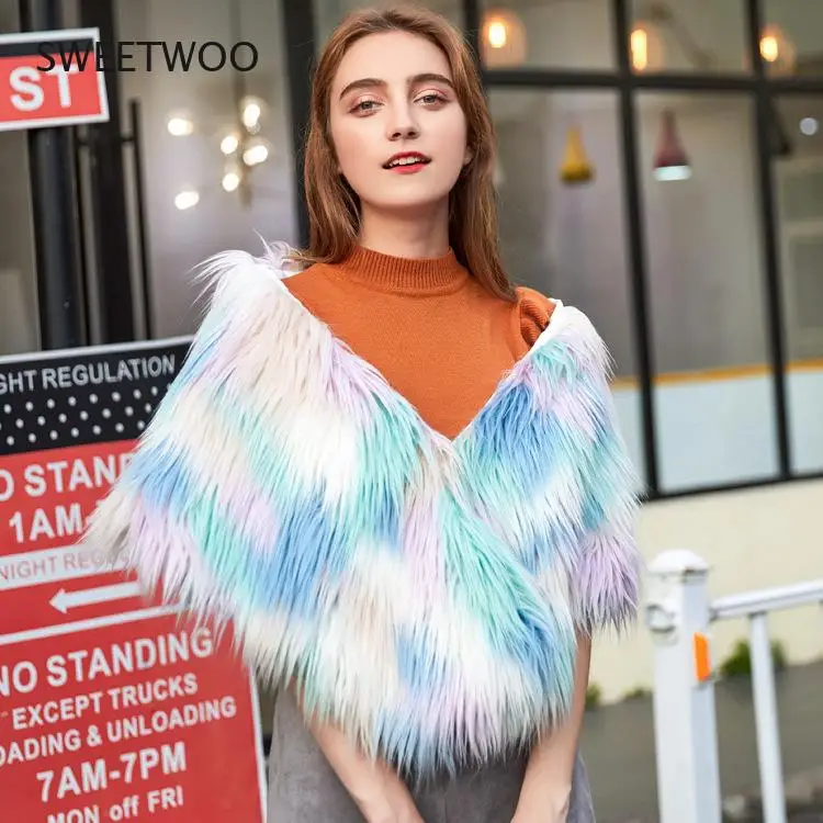 2022 небесно-голубая меховая накидка Женское пальто из искусственного меха