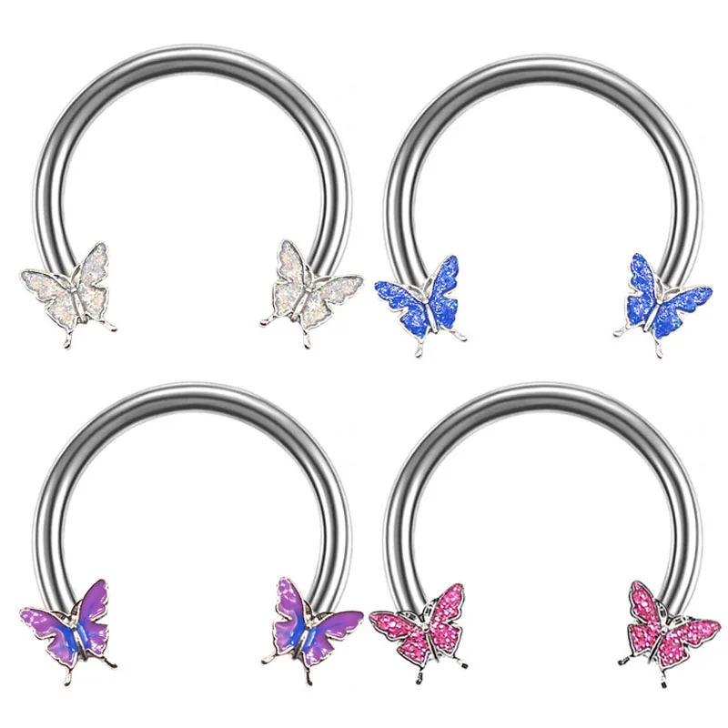 

Butterfly Horseshoe Nose Rings Earrings Septum Ring Tragus Piercing Daith Helix Hoop Ear Earring Nostril Piercing Jewelry