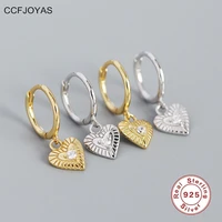 ccfjoyas 100 925 sterling silver retro heart shaped small hoop earrings for women european and american light luxury earrings