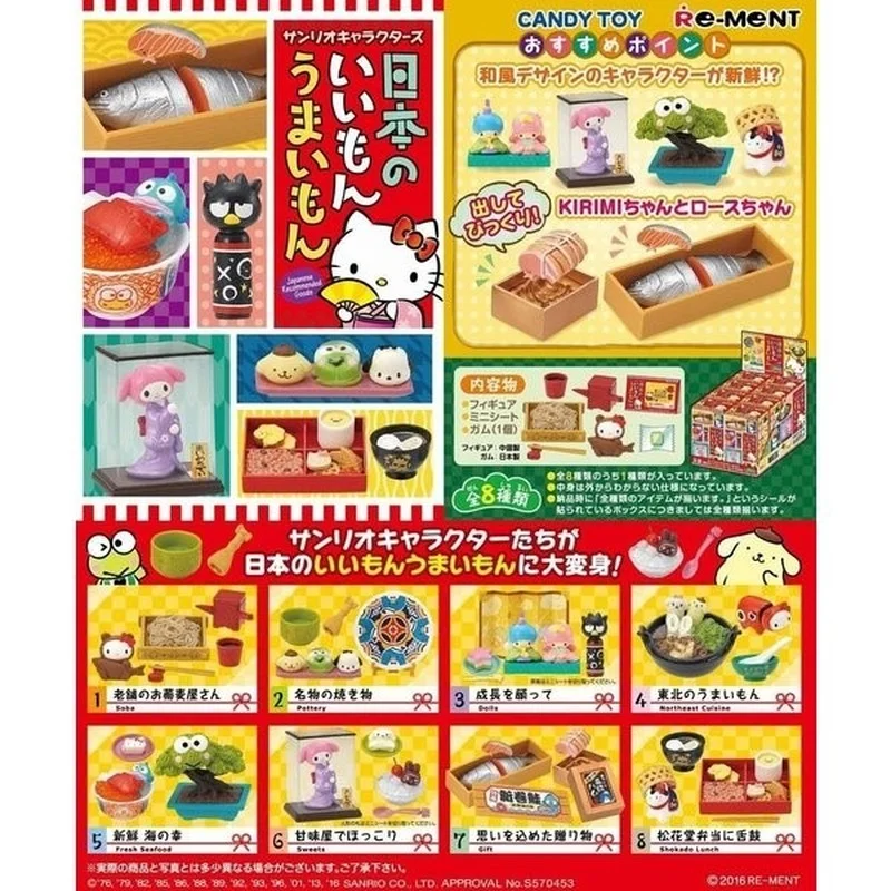 

Re-Ment Anime Figurine Sanrios Food Hellokitty Melodys Cinnamorolls Capsule Toy Gashapon Table Decoration Collection