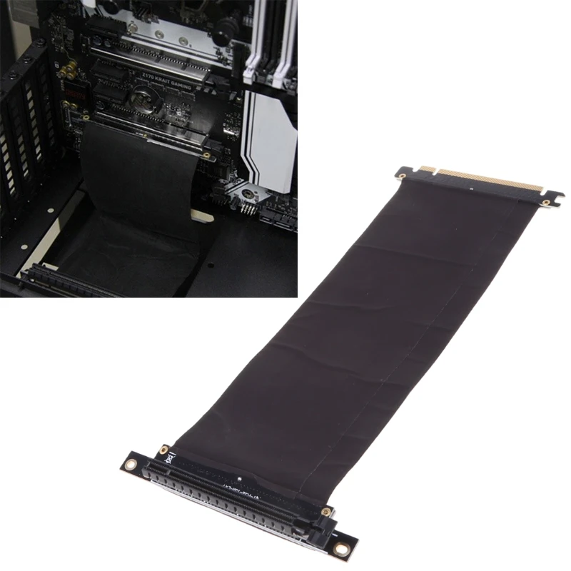 

PCI Express PCIe3.0 16X to 16X Flexible Cable Adapter 90 Degree Angle Riser Card