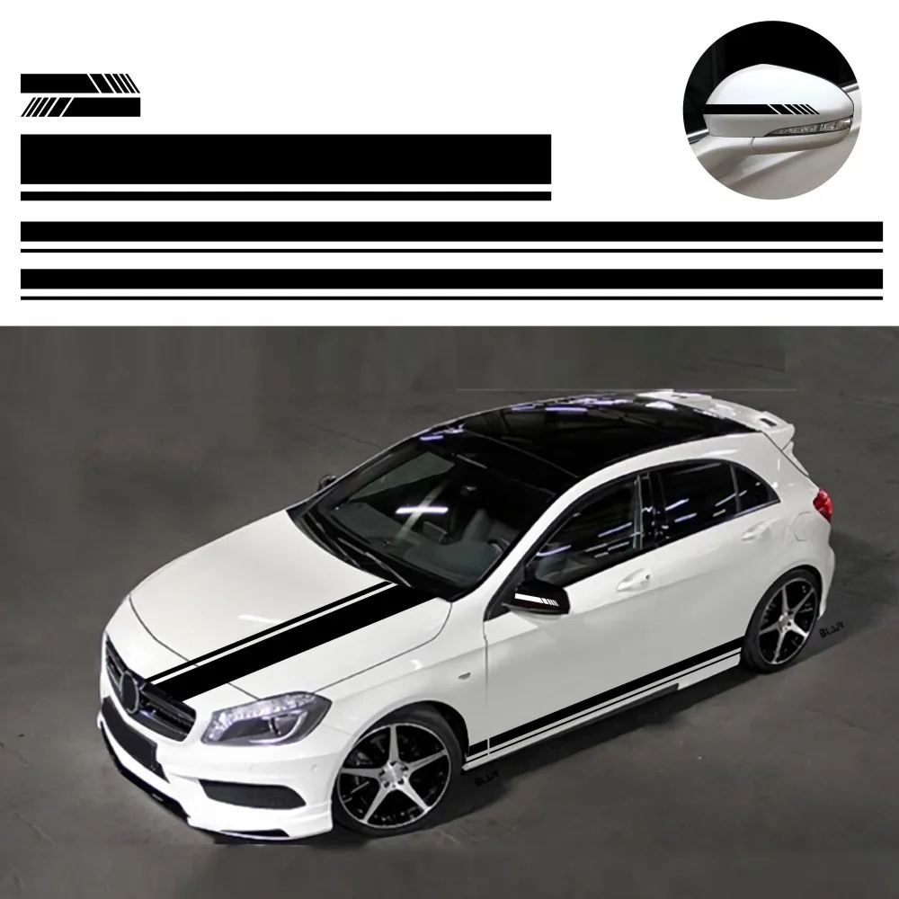 

5 шт., виниловые стикеры в полоску для зеркала заднего вида