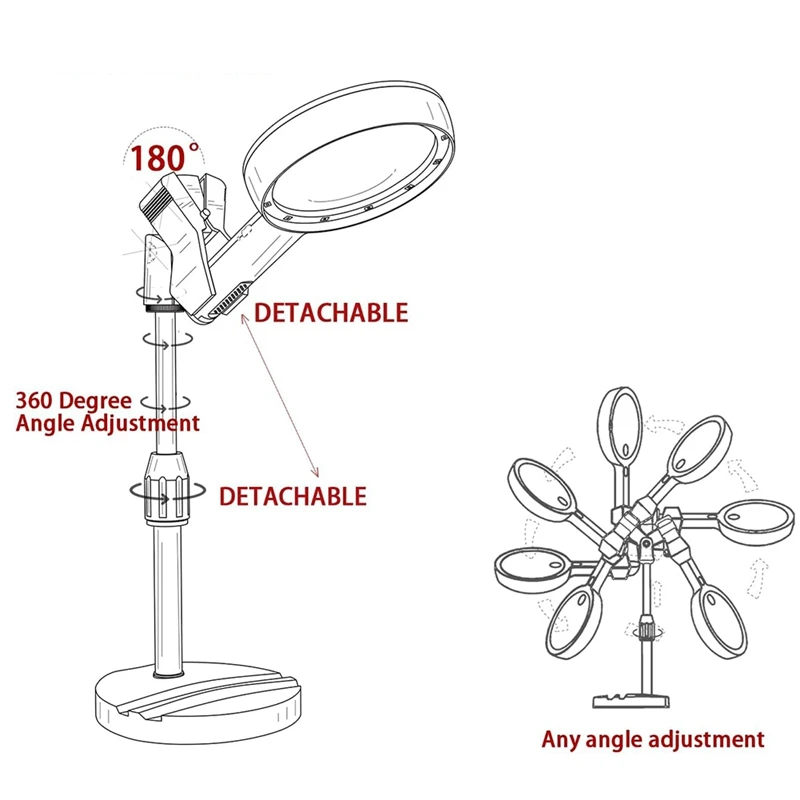 30X 60X увеличительное стекло с 12 светодиодами и подставкой светящаяся лупа для