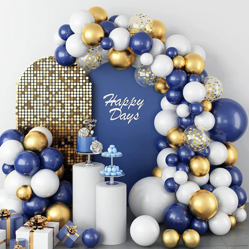 

102pcs Navy Blue Gold White Balloon Garland Arch Kit Confetti Ballons For Wedding Baby Shower Birthday Party Balloons Decoration