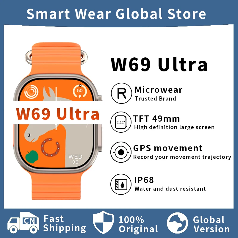 

Smart Watch W69 ULTRA Microwear Wholesale 2GB ROM Bluetooth Call Series 9 2.2 IP68 49mm NFC GPS Track Men Sport Women Smartwatch